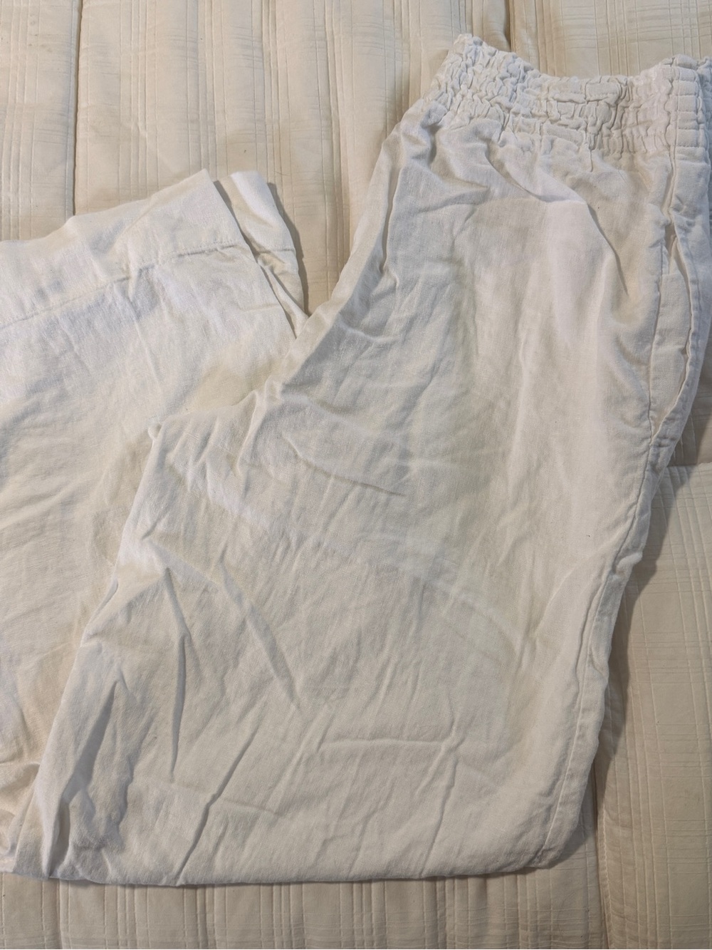 a new day Relaxed Wide-Leg White Linen-Blend Pants